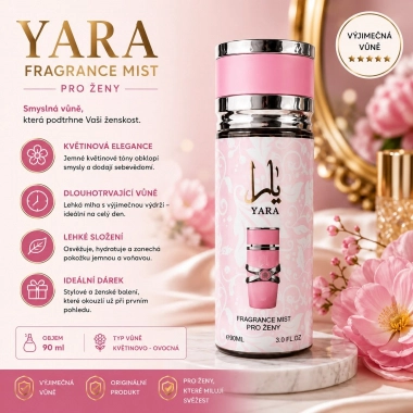 Parfémovaná voda tělová mlha inspirováno Lattafa Yara pink 90 ml