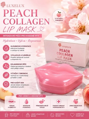 LUXELUX Peach Collagen Lip Mask kolagenová maska ​​na rty s broskví (20 ks)