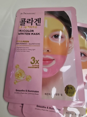 KORMESIC Tricolor Whiten Mask tříbarevná pleťová maska s kolagenem Pink 30 ml