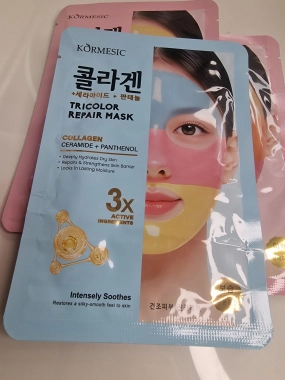 KORMESIC Tricolor Whiten Mask tříbarevná pleťová maska s kolagenem a panthenolem Blue 30 ml