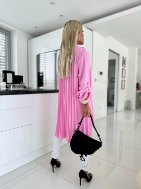 Světle růžová plisovaná skládaná košile na knoflíky