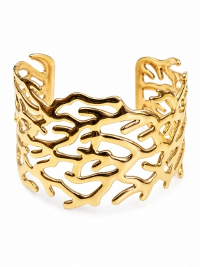 NPZ020 Luxusní dámský pevný široký náramek Coral Elegance zlatý