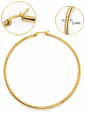 NAZ004 Kruhové náušnice z chirurgické oceli zlaté 6 cm