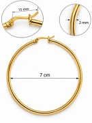 NAZ003 Kruhové náušnice z chirurgické oceli zlaté 7 cm