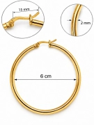NAZ004 Kruhové náušnice z chirurgické oceli zlaté 6 cm