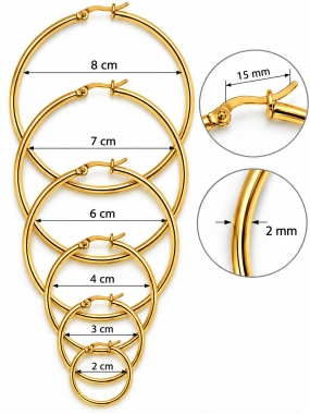 NAZ007 Kruhové náušnice z chirurgické oceli zlaté 2 cm