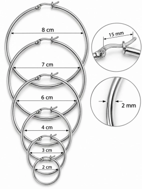 NAS005 Kruhové náušnice z chirurgické oceli stříbrné 4 cm