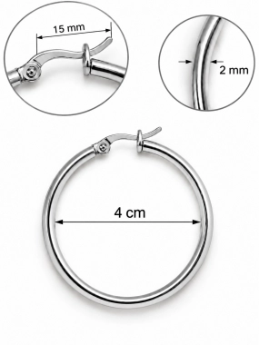 NAS005 Kruhové náušnice z chirurgické oceli stříbrné 4 cm