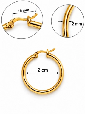 NAZ007 Kruhové náušnice z chirurgické oceli zlaté 2 cm