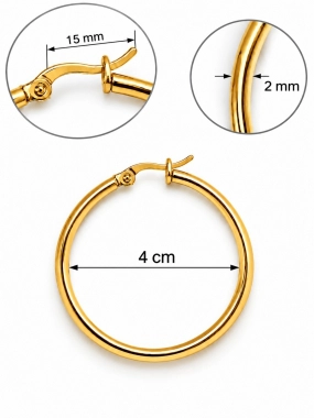 NAZ005 Kruhové náušnice z chirurgické oceli zlaté 4 cm