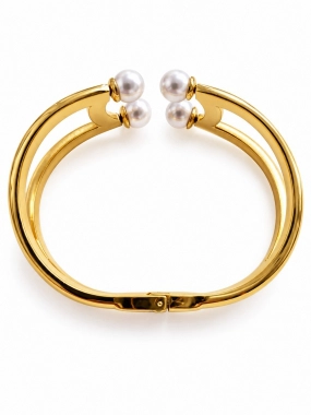 NPZ021 Luxusní dámský pevný náramek Pearl Elegance zlatý