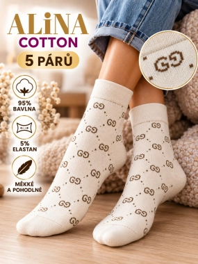 35-38 Dámské bavlněné ponožky Alina pack 5 párů