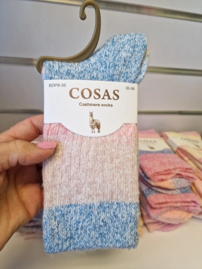 35-38 Hřejivé ponožky COSAS vlna angora modrý melír