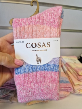 35-38 Hřejivé ponožky COSAS vlna angora meruňkový melír