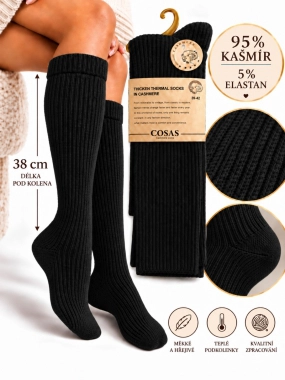 35-38 Kašmírové podkolenky COSAS 95 % kašmír černé