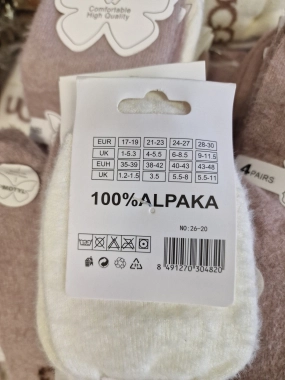 39-42 Dámské hřejivé ponožky MOTYL 100% alpaka 4 páry