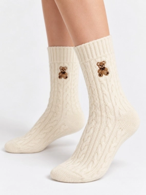 35-38 Dámské hřejivé ponožky Teddy Bear krémové