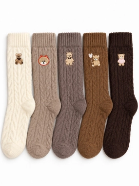 35-38 Dámské hřejivé ponožky Teddy Bear krémové