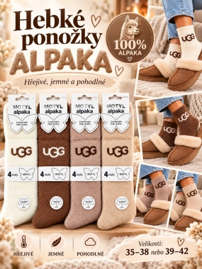 39-42 Dámské hřejivé ponožky MOTYL 100 % alpaka 4 páry