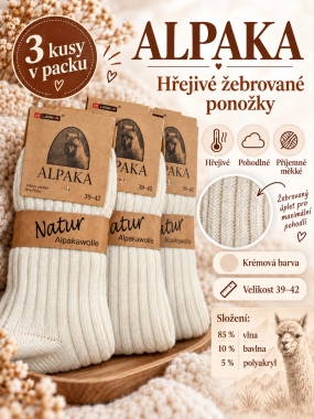 39-42  ALPAKA hřejivé žebrované ponožky s vysokým podílem vlny 3PACK