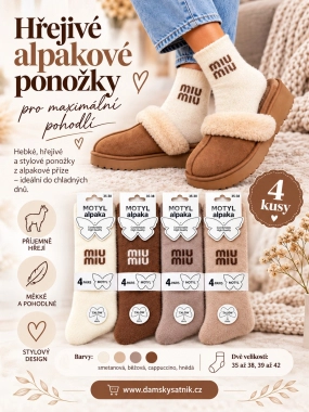 35-38  Dámské hřejivé ponožky MOTYL  MII 100 % alpaka 4PACK