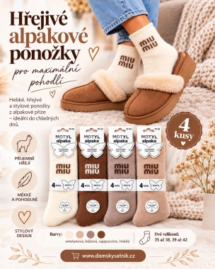 39-42  Dámské hřejivé ponožky MOTYL  MII 100 % alpaka 4PACK