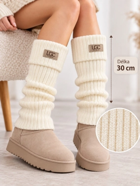 Pletené návleky UGC ohrnovací 30 cm krémové