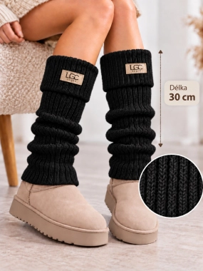 Pletené návleky UGC ohrnovací 30 cm černé