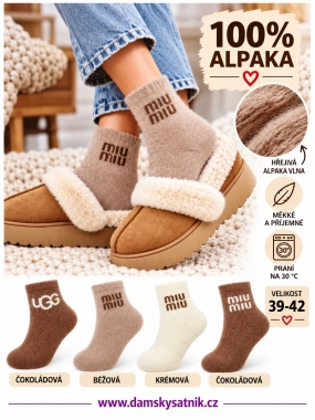 39-42 Dámské hřejivé ponožky MOTYL MIX 100% alpaka 4 páry