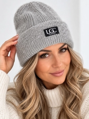 Zimní čepice 40% angora Fashion šedá oversize