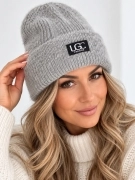 Zimní čepice 40% angora Fashion šedá oversize