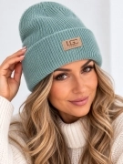 Zimní čepice 30% vlna oversize Vogue tyrkysová/mint