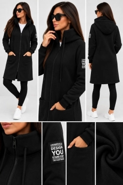 L-XL Bavlněná mikina YOU mikino kabátek zateplený černý