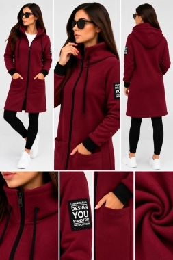 L-XL Bavlněná mikina YOU mikino kabátek zateplený bordó