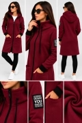 L-XL Bavlněná mikina YOU mikino kabátek zateplený bordó