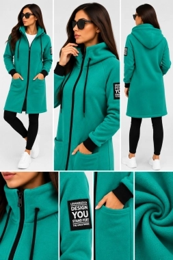 L-XL Bavlněná mikina YOU mikino kabátek zateplený zelený