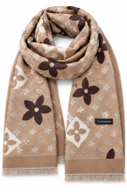 Dámský šál pashmina cashmere se vzorem barva velbloudí-camel