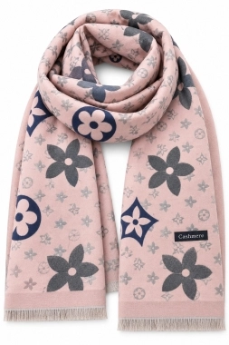Dámský šál pashmina cashmere se vzorem barva růžová