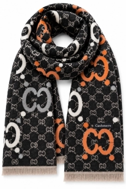 Oboustranný obří kašmírový šál pashmina černokrémový
