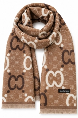 Nádherný obří kašmírový šál pashmina oboustranný camel-velbloudí