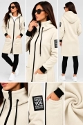 L-XL Bavlněná mikina YOU mikino kabátek zateplený krémový