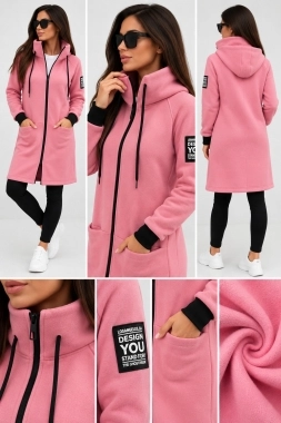 L-XL Bavlněná mikina YOU mikino kabátek zateplený růžový
